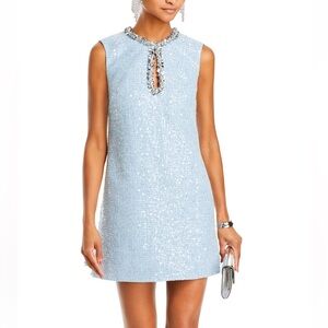 Self-Portrait Blue Sequin Boucle Mini Dress